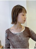 【髪質改善】切りっぱなしボブ 前髪パーマ グレーベージュ