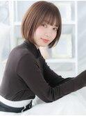 外国人風暖色系カラー小顔切りっぱなしボブh3越谷20代30代40代