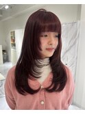 ハイライトカラーミルクティーベージュレイヤーカット