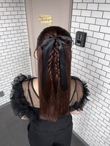 カチモリアレンジ ハーフアップ リボン 参列ヘア イベントヘア