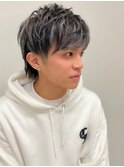 アッシュブラックカルマパーマベリーショートダークアッシュ