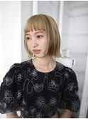 ハイトーンケアブリーチベージュブラウンコントラストカラーボブ