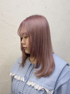 シュリット(schritt) ブリーチペールピンクカラー ミディアムレイヤー渋谷 momoko