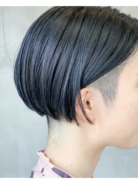 テトヘアー(teto hair) 刈り上げ ツーブロ 個性派 おかっぱ 黒髪 グレーブルー ボブ