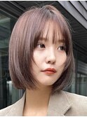 顔周りレイヤーカット小顔ボブルフ/黒髪地毛風カラー/池袋