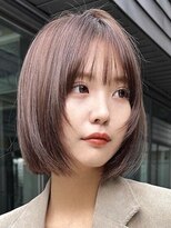サンド 池袋 2nd(sand) 顔周りレイヤーカット小顔ボブルフ/黒髪地毛風カラー/池袋