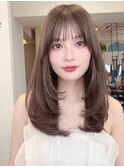 美髪レイヤーカット/顔まわりレイヤー/くびれミディアムレイヤー