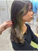 Say.ロングレイヤーインナーカラーホワイトグレージュミニウルフ