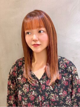 ヘアリゾート粋 新宿三丁目本店 アプリコットオレンジ/ストレートロング
