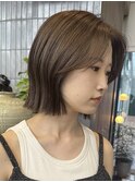 栄タッセルボブくびれ透明感ベージュヘア