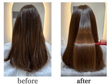 天使の輪ができる☆カラー髪質改善トリートメント！　ビフォー/アフター　（自由が丘）