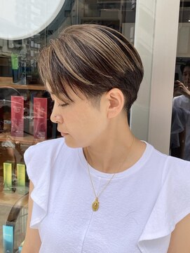 g r a i n canvas. 川崎/ショート/ボブ/髪質改善【グレイン】【5月1日~(予定)】 アンブレラカラー ハンサムショート 窪田