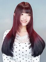 アルバム 銀座(ALBUM GINZA)&nbsp;ボルドー×ブラックルーツカラーレイヤーロング_F1473