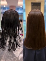 パーマ落としラボ アピッシュ 銀座(apish)&nbsp;パーマ落とし艶髪ストレート自然なまとまり20代30代40代