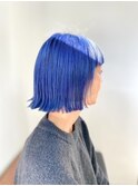 【志治幸佳】切りっぱなしボブ/鮮やかなブルー