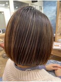 艶ボブ☆コントラストハイライト 野間