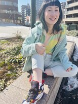 ヘアメイク マルナ 本店(HAIR MAKE MALUNA) 【MALUNA ヒマワリ】ミントグリーンインナー×オン眉