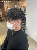 波巻きツイストスパイラルパーマメンズマッシュ