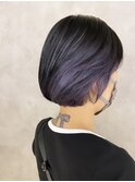 ミニボブ×パープルブルー＆ダークグレー ダブルカラー インナー