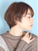 小顔美髪イメチェンピンクブラウン切りっぱなしボブショート