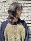 =メンズボブ/ダークアッシュ/ニュアンスパーマ／メンズウルフ
