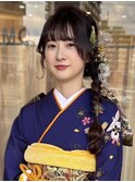 ヘアアレンジ　ヘアセット　編みおろしヘア　成人式　結婚式
