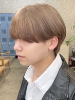 サンクマーケット 渋谷(cinq MARKET) 韓国風メンズミルクティーベージュダブルカラーハイトーンカラー