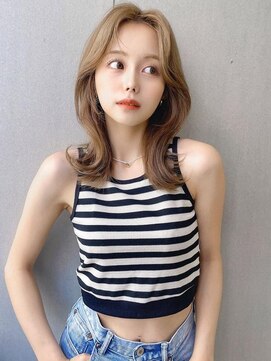 ジーナリア(Xena ria) 姫カットレイヤー/くすみベージュ/ラベンダーミルクティー★49