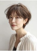 大人可愛い40代50代くびれショートボブ丸みショート