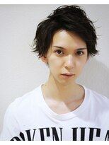 七三オールバック　ツイストパーマ　ビジネス　かき上げヘア