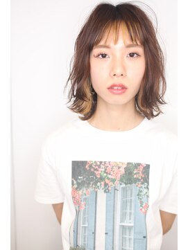 ナトゥーラ 八事店(Natura) パッツンボブ×ハイトーンインナーカラーゆるふわブラウン