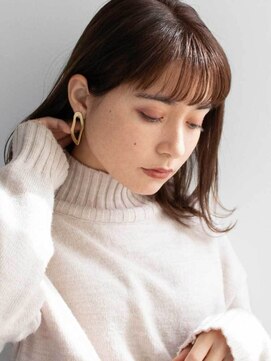 テラス 福島(Terrace) ミディアム小顔カット前髪ありくすみカラー10代20代30代40代