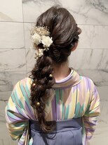 卒業式ヘア　サイドあみおろしヘア