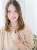 センターパートで小顔ナチュラルストレートf古河20代30代40代