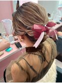 【ヘアセット】アップヘア×リボン