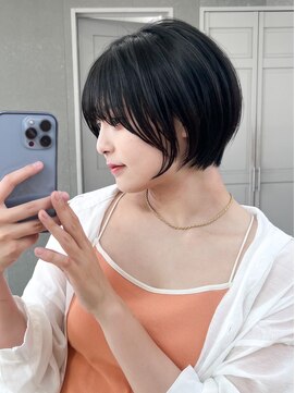 ロンドシエル 横浜(Lond ciel) 前髪×韓国小顔ショートボブ×黒髪【横浜モード/ヘルシー】