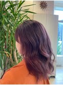 20代30代ソフトウルフ肩ラインダブルカラーピンクカラー
