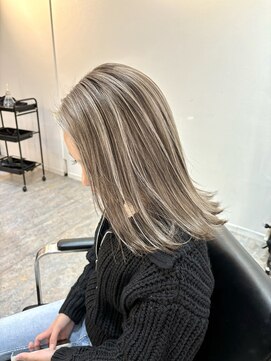 ブレンド 渋谷(BLend) 前髪ハイライトカラーこなれミディイメチェンウェーブパーマ