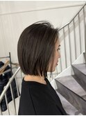 切りっぱなしぱっつんボブ　透明感カラー髪質改善ショートカット