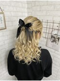 ねじりハーフアップ