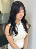 顔周りカット ダークグレー 髪質改善 韓国風巻き レイヤー 黒髪