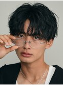 大分シャドウパーマメンズカットセンターパートマッシュゆるめ
