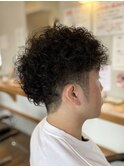 メンズ2ブロックカット×パーマ