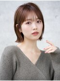 大人可愛い前髪あり耳掛け外ハネボブ20代30代40代