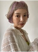 ハイトーンボブ デザインカラーホワイトベージュ似合わせカラー