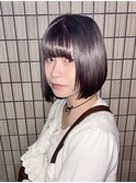 切りっぱなしボブ　ダークブラウン　宇都宮