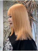 原宿切りっぱなしミディアムボブハイトーンケアブリーチカラー◆