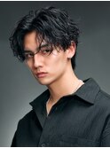 シャドウパーマラフウェーブセンターパート