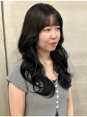 ２０代/３０代/ブルーブラック/韓国レイヤー/セミロング