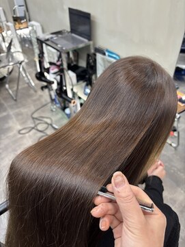 ファビ 渋谷(Fab) くびれヘア/暗めカラー/アプリコットオレンジ/縮毛矯正